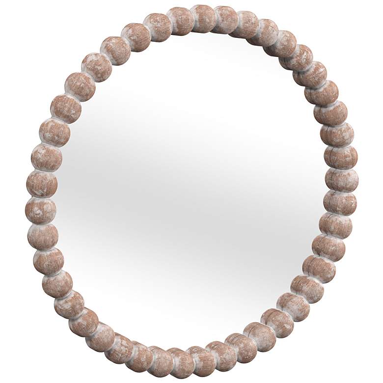 Image 5 Zeena White-Washed Wood 30" Round Wall Mirror more views