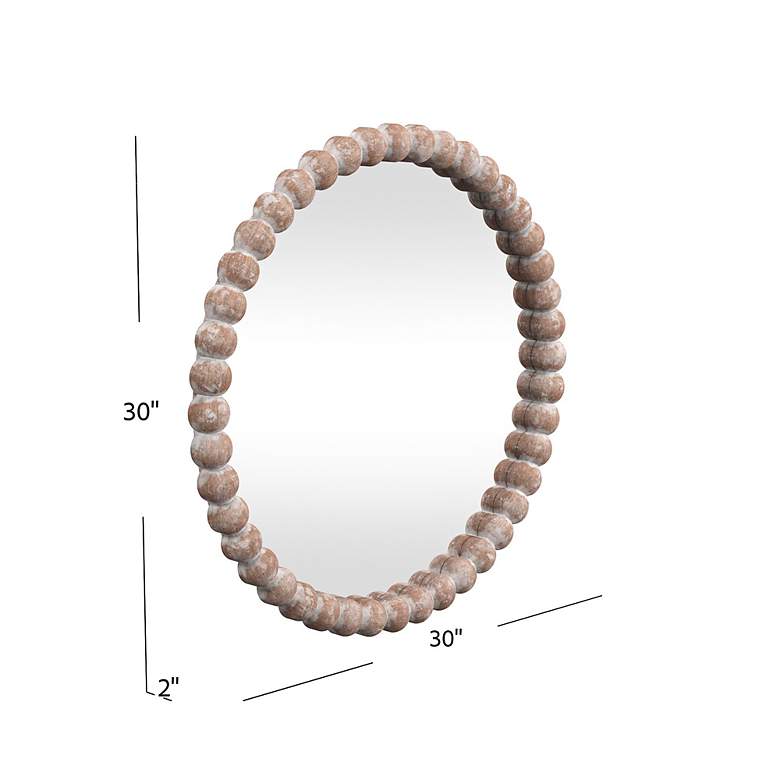 Image 7 Zeena White-Washed Wood 30" Round Wall Mirror more views