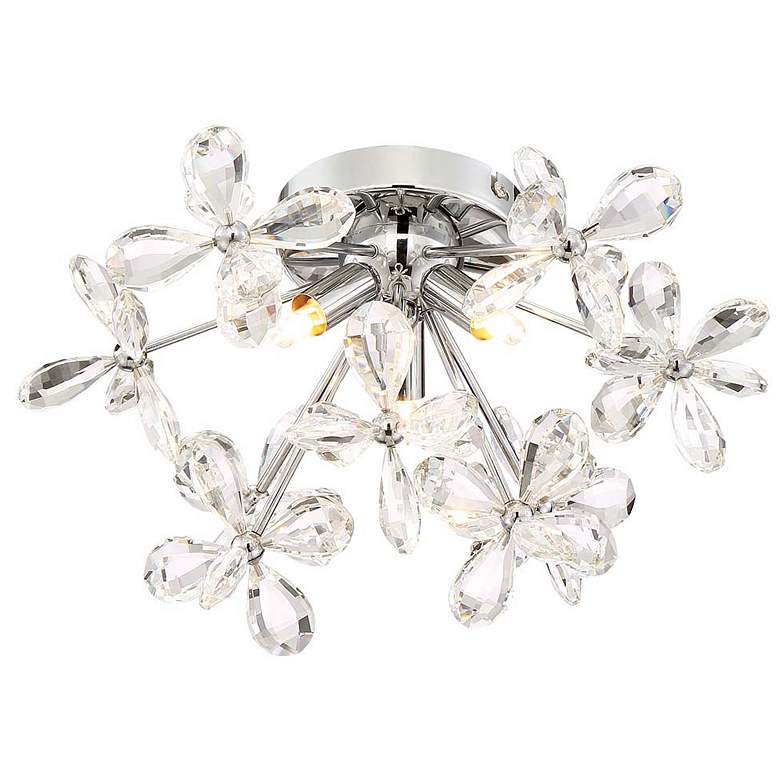 Image 1 Zeev Adelle 15 1/2"W Chrome Crystal 3-Light Ceiling Light