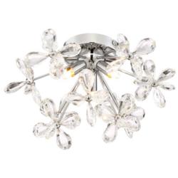 Zeev Adelle 15 1/2"W Chrome Crystal 3-Light Ceiling Light