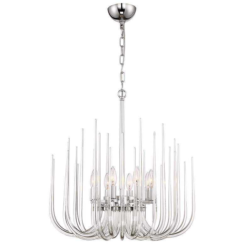 Image 1 Zeev Astoria 23 3/4"W Chrome and Glass 8-Light Chandelier