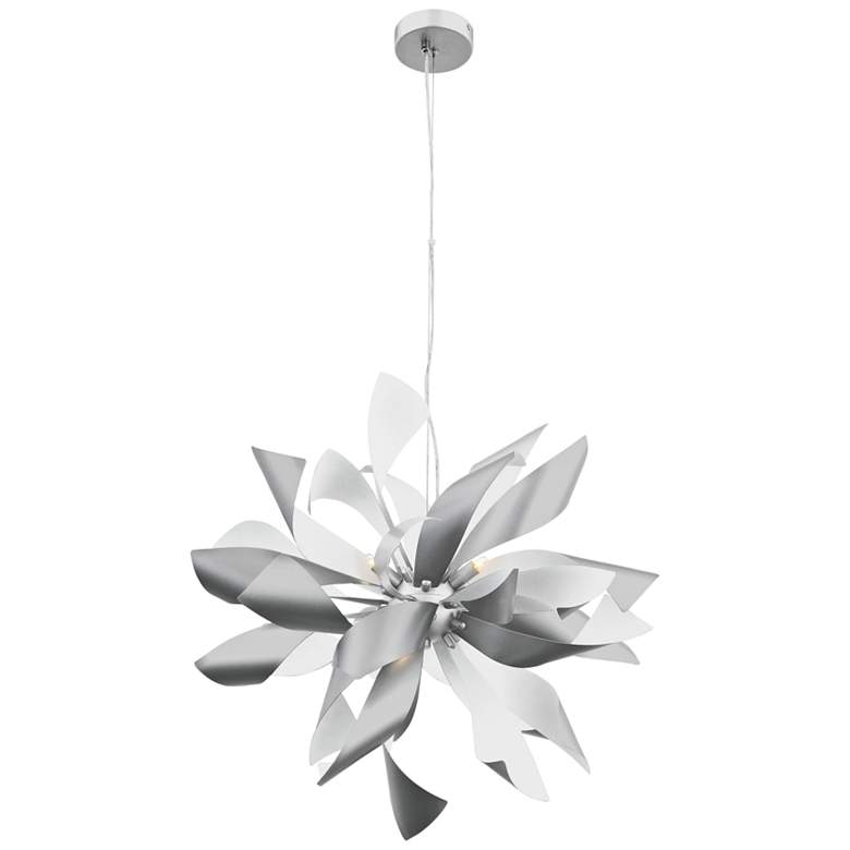 Image 2 Zeev Bloom 24" Wide Silver and Matte White Pendant Light