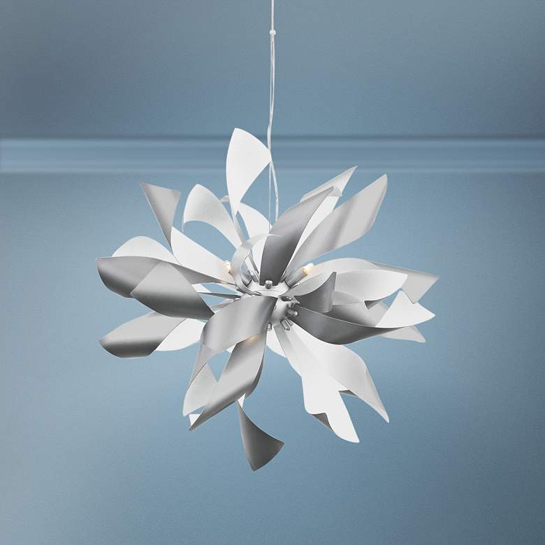 Image 1 Zeev Bloom 24 inch Wide Silver and Matte White Pendant Light