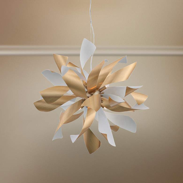Image 1 Zeev Bloom 24"W Brushed Brass and Matte White Pendant Light