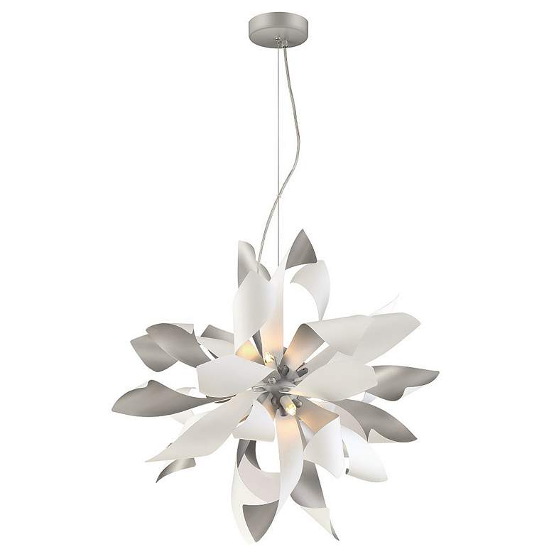 Image 1 Zeev Blossom 16" Wide Silver and Matte White Pendant