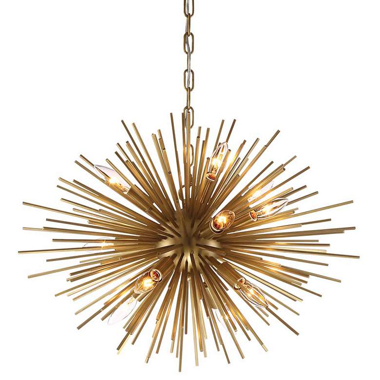 Image 1 Zeev Burst 23 1/2" Wide Aged Brass 12-Light Chandelier