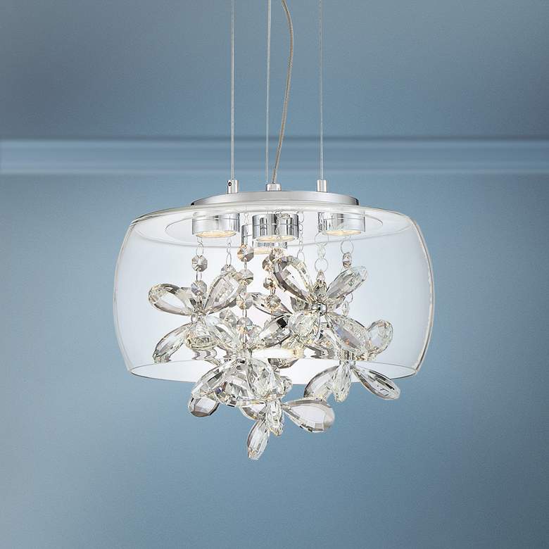 Image 1 Zeev Destiny 11" Wide Chrome and Glass LED Mini Pendant Light