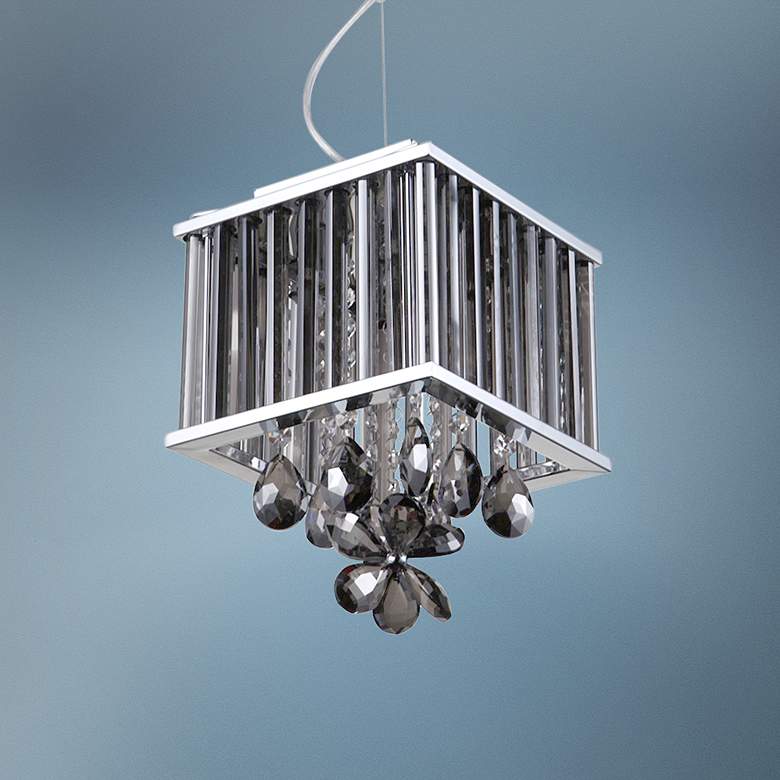 Image 1 Zeev Easton 8"W Chrome and Smoke Crystal Mini Pendant Light