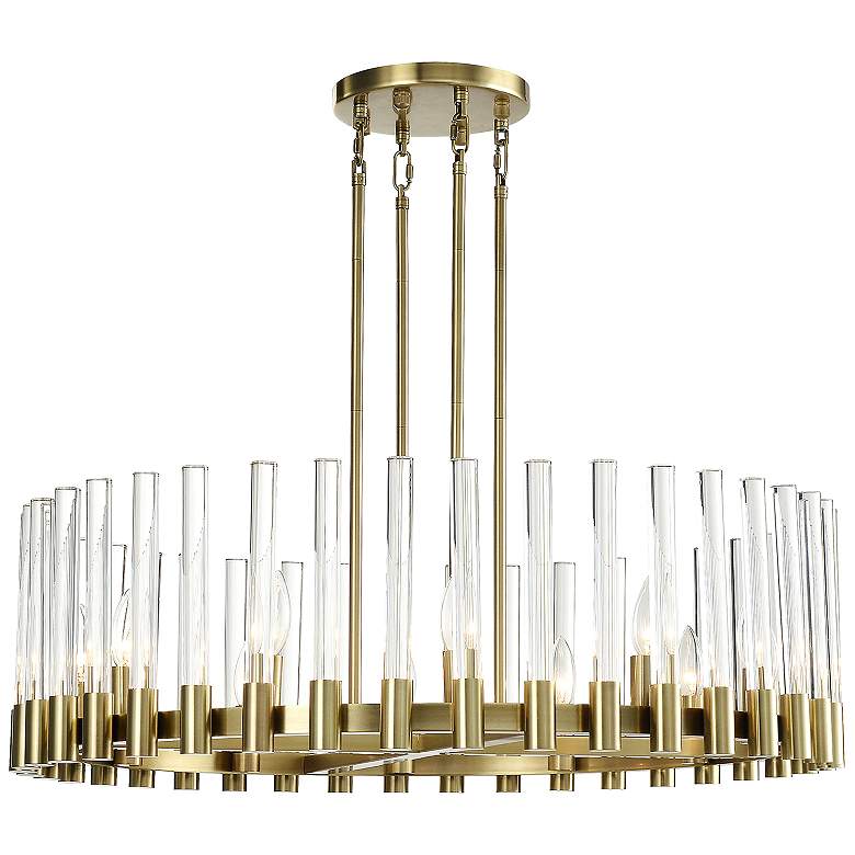 Image 1 Zeev Julian 32 inch Wide Aged Brass 12-Light Chandelier