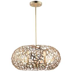 Zeev Lighting Helios 18" Wide Matte Gold Oval Shade Pendant Light