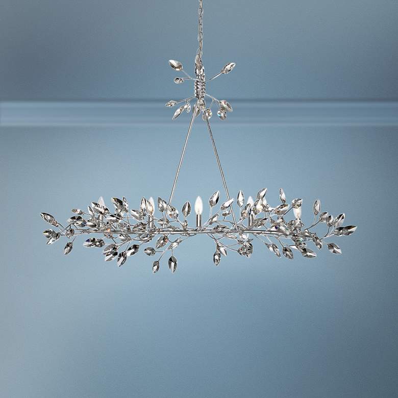 Image 1 Zeev Lighting Misthaven 50" 5-Light Leaf and Vine Silver Chandelier