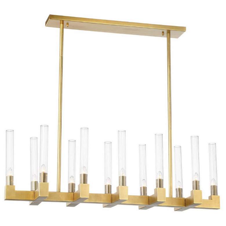 Image 1 Zeev Lighting Placid 48" Wide 12-Light Aged Brass Linear Chandelier