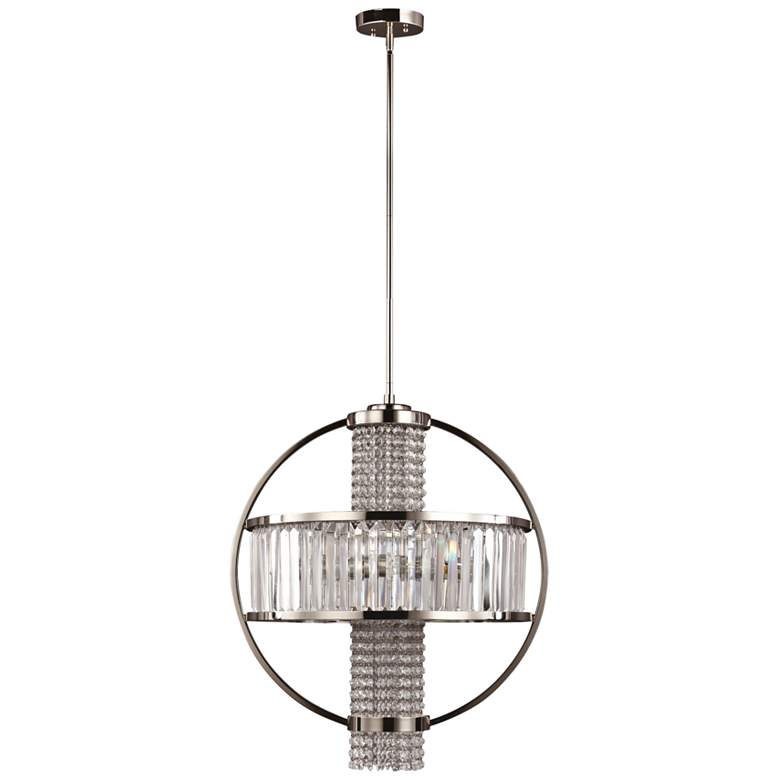 Image 2 Zeev Metropolis 22 inchW Polished Nickel Crystal Pendant Light