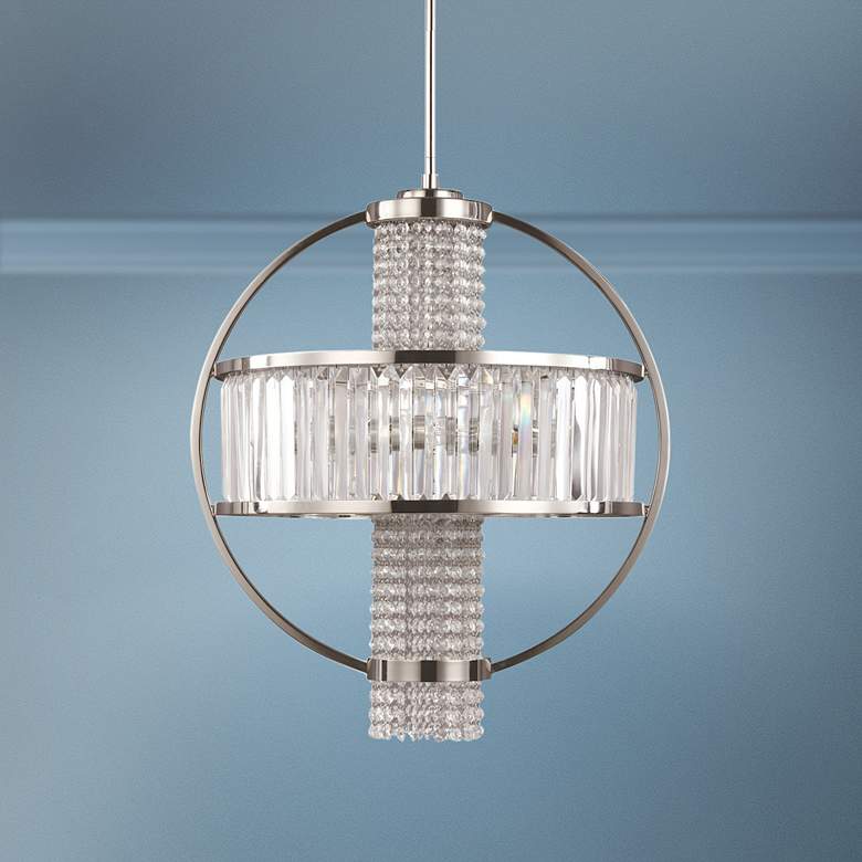 Image 1 Zeev Metropolis 22 inchW Polished Nickel Crystal Pendant Light