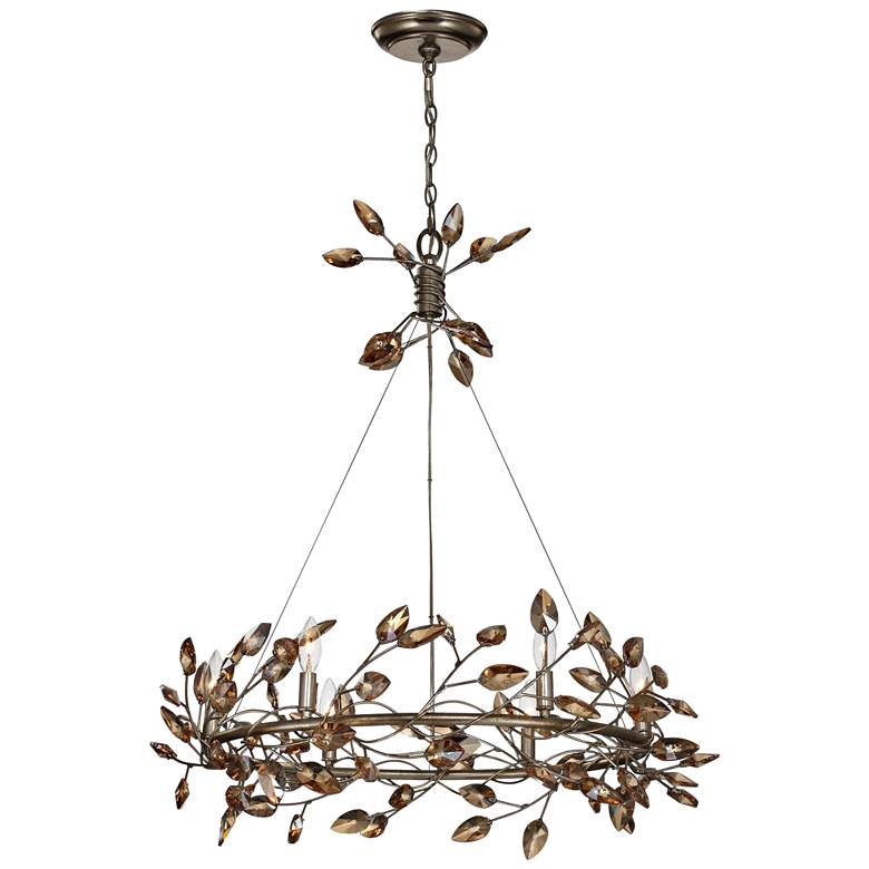 Image 2 Zeev Misthaven 32"W Antique Gold Crystal 6-Light Chandelier