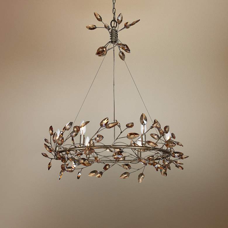 Image 1 Zeev Misthaven 32"W Antique Gold Crystal 6-Light Chandelier
