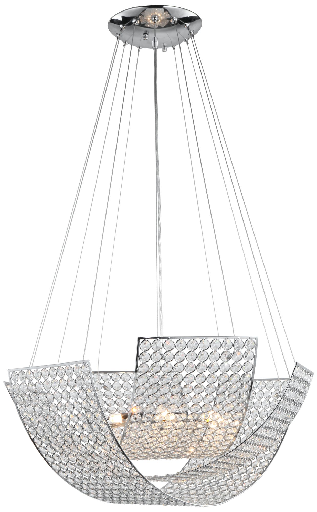 Zeev Monarch 19" Wide Chrome and Crystal LED Chandelier