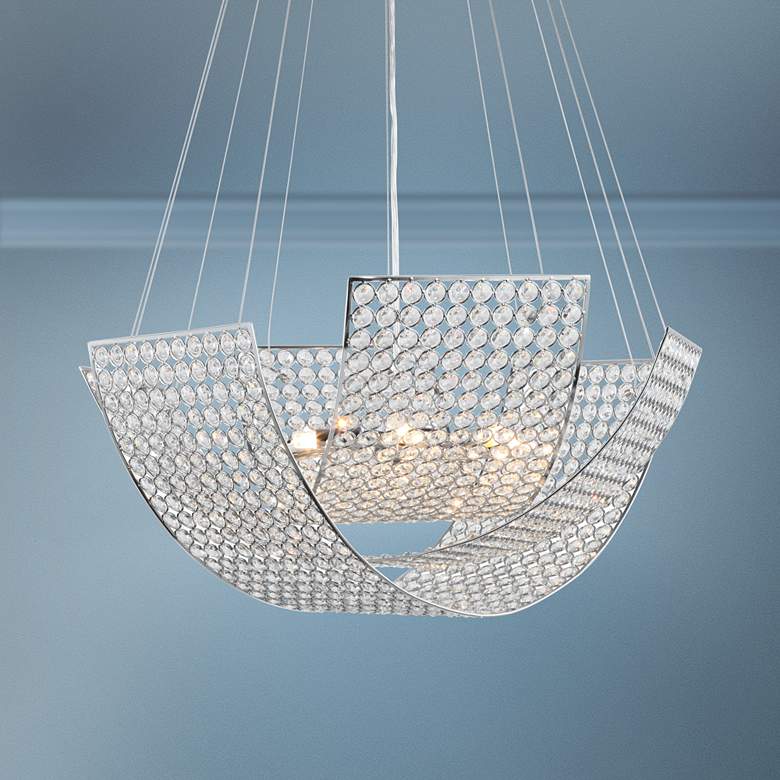Image 1 Zeev Monarch 19 inch Wide Chrome and Crystal LED Chandelier