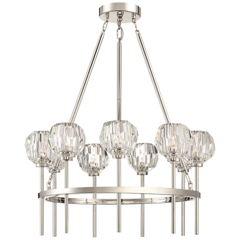 Image 2 Zeev Parisian 26 inchW Polished Nickel 9-Light Round Chandelier