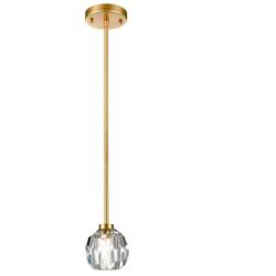 Zeev Parisian 6" Wide Aged Brass Crystal Mini Pendant