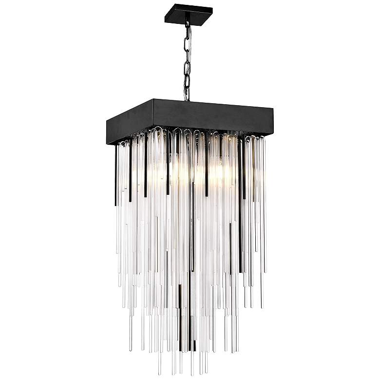 Image 1 Zeev Waterfall 12" Wide Satin Brushed Black Mini Pendant