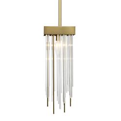 Zeev Waterfall 6" Wide Aged Brass Crystal Mini Pendant