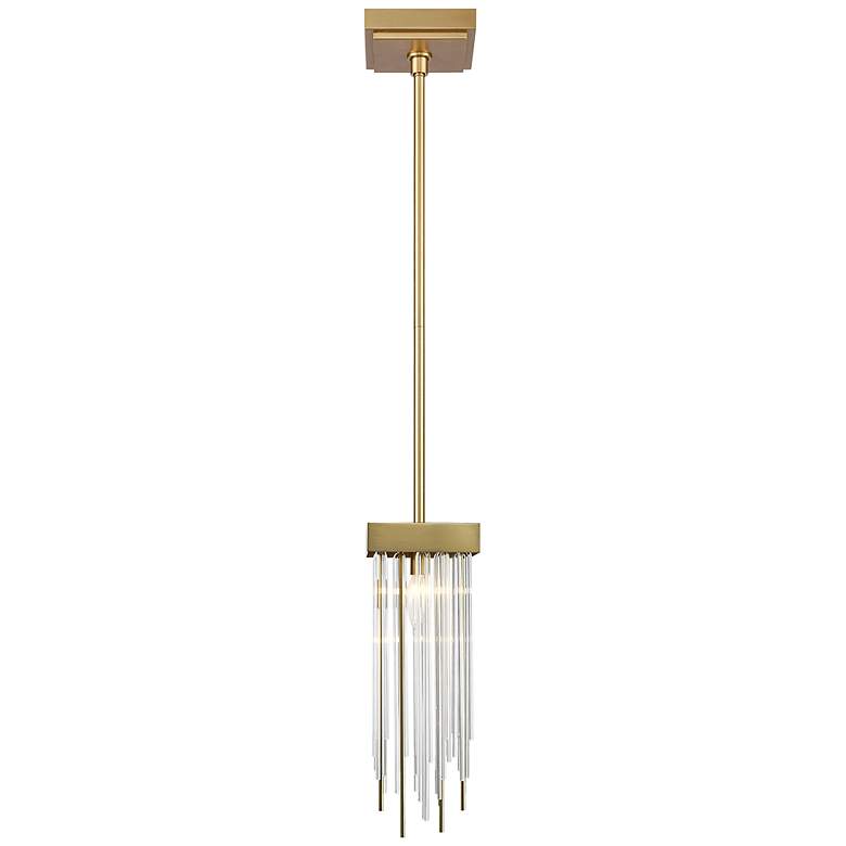 Image 3 Zeev Waterfall 6" Wide Aged Brass Crystal Mini Pendant more views