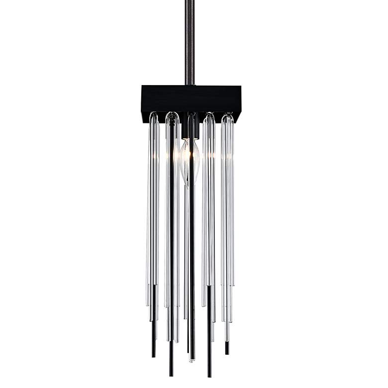 Image 1 Zeev Waterfall 6" Wide Satin Brushed Black Mini Pendant