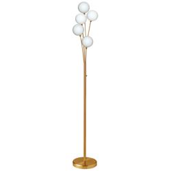 Zelda 70 1/2&quot; High 5-Light White Glass Aged Brass Modern Floor Lamp