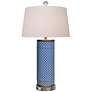 1_Zelda Cylindrical Vase 26" High Blue and White Porcelain Table Lamp