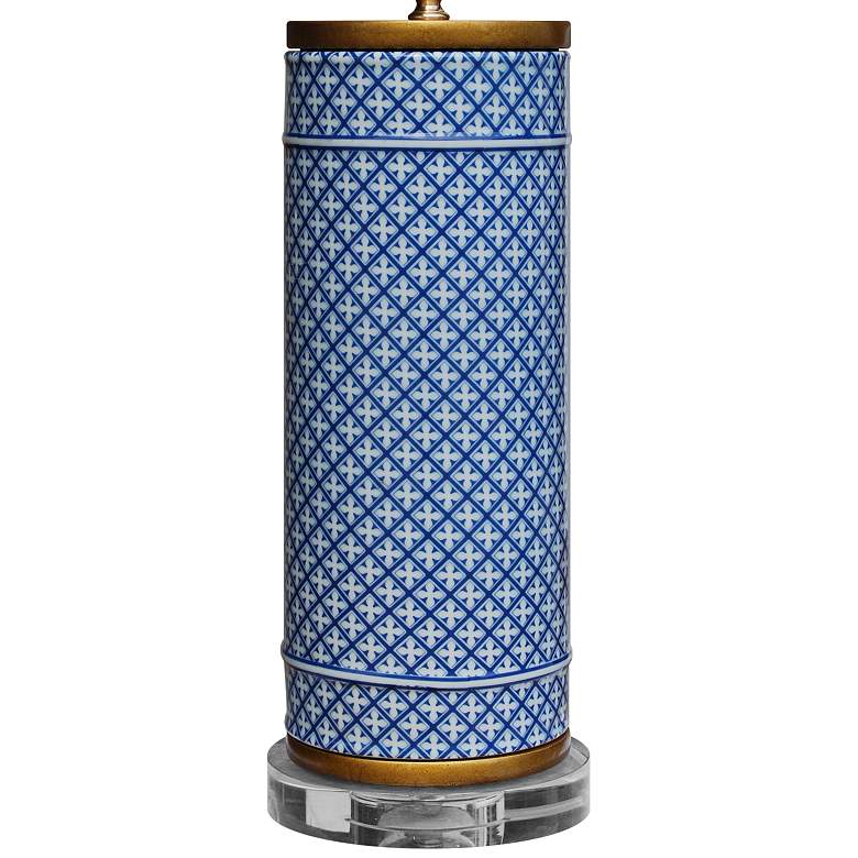 Image 3 Zelda Cylindrical Vase 26" High Blue and White Porcelain Table Lamp more views
