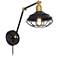 Zelda Matte Black and Gold Industrial Cage Wall Lamp