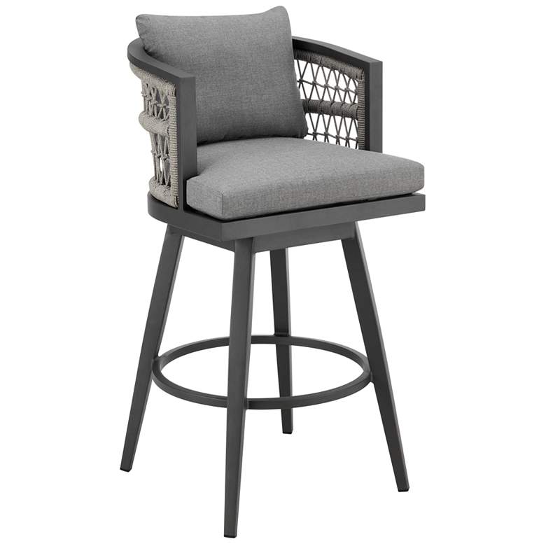 Image 1 Zella 26 in. Outdoor Barstool in Aluminum, Rope, and Earl Gray Cushions