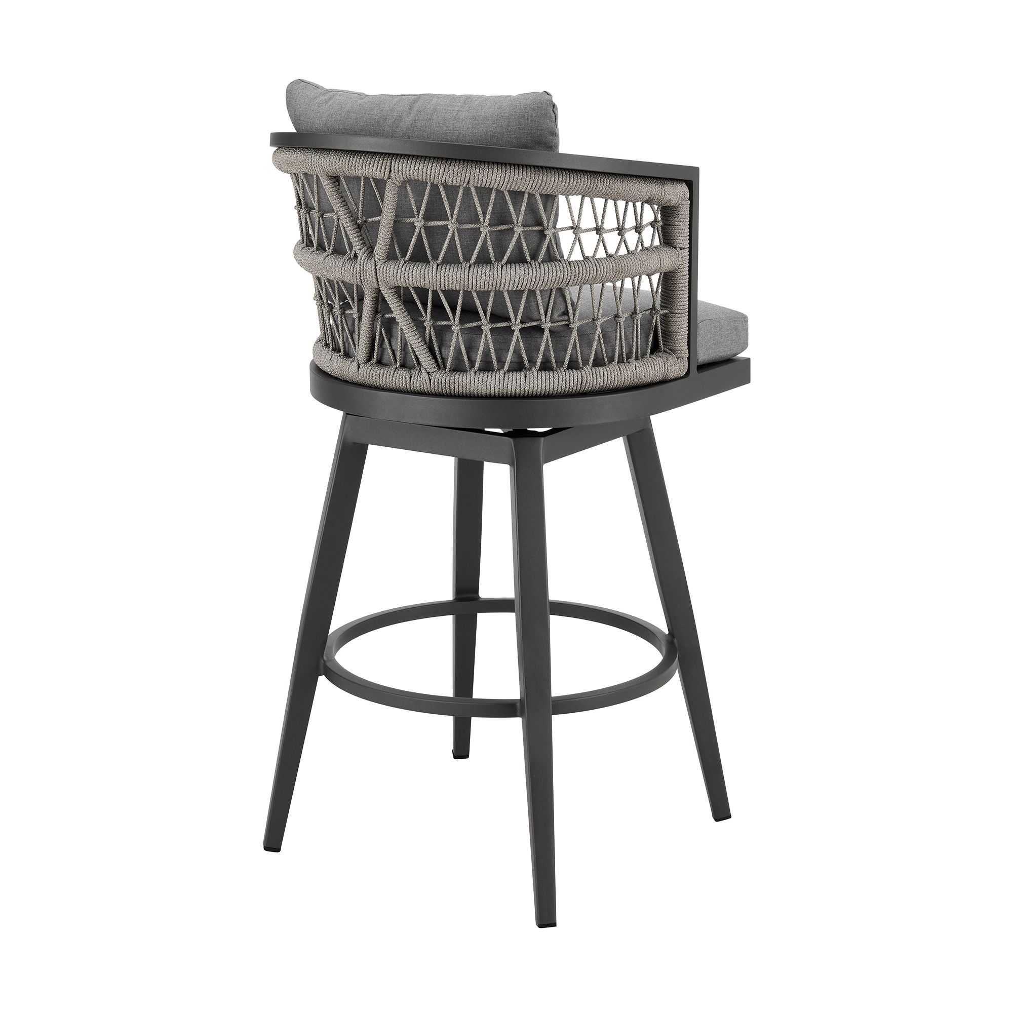 Image 4 Zella 26 in. Outdoor Barstool in Aluminum, Rope, and Earl Gray Cushions more views
