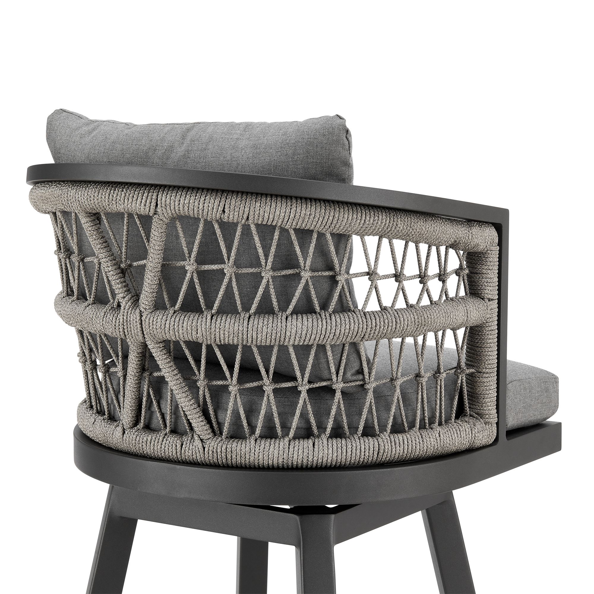 Image 6 Zella 26 in. Outdoor Barstool in Aluminum, Rope, and Earl Gray Cushions more views