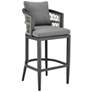 Zella 30 in. Outdoor Barstool in Aluminum, Rope, and Earl Gray Cushions