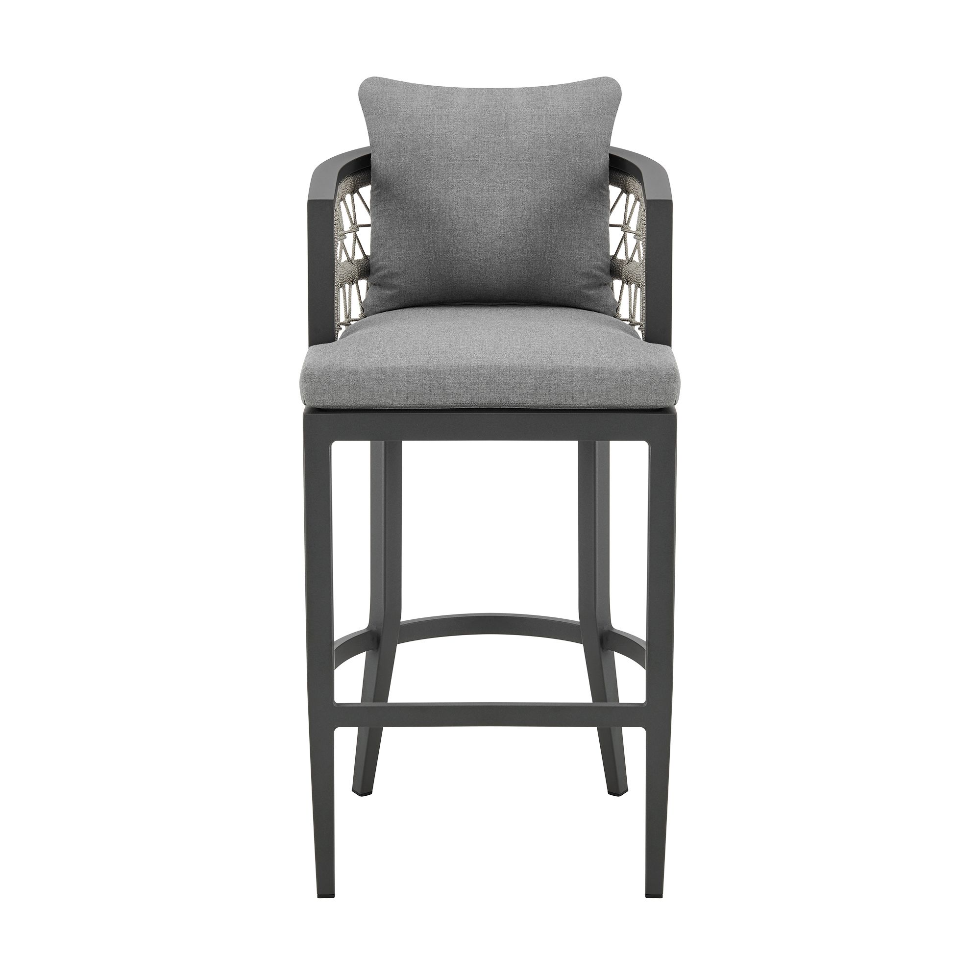 Image 3 Zella 30 in. Outdoor Barstool in Aluminum, Rope, and Earl Gray Cushions more views