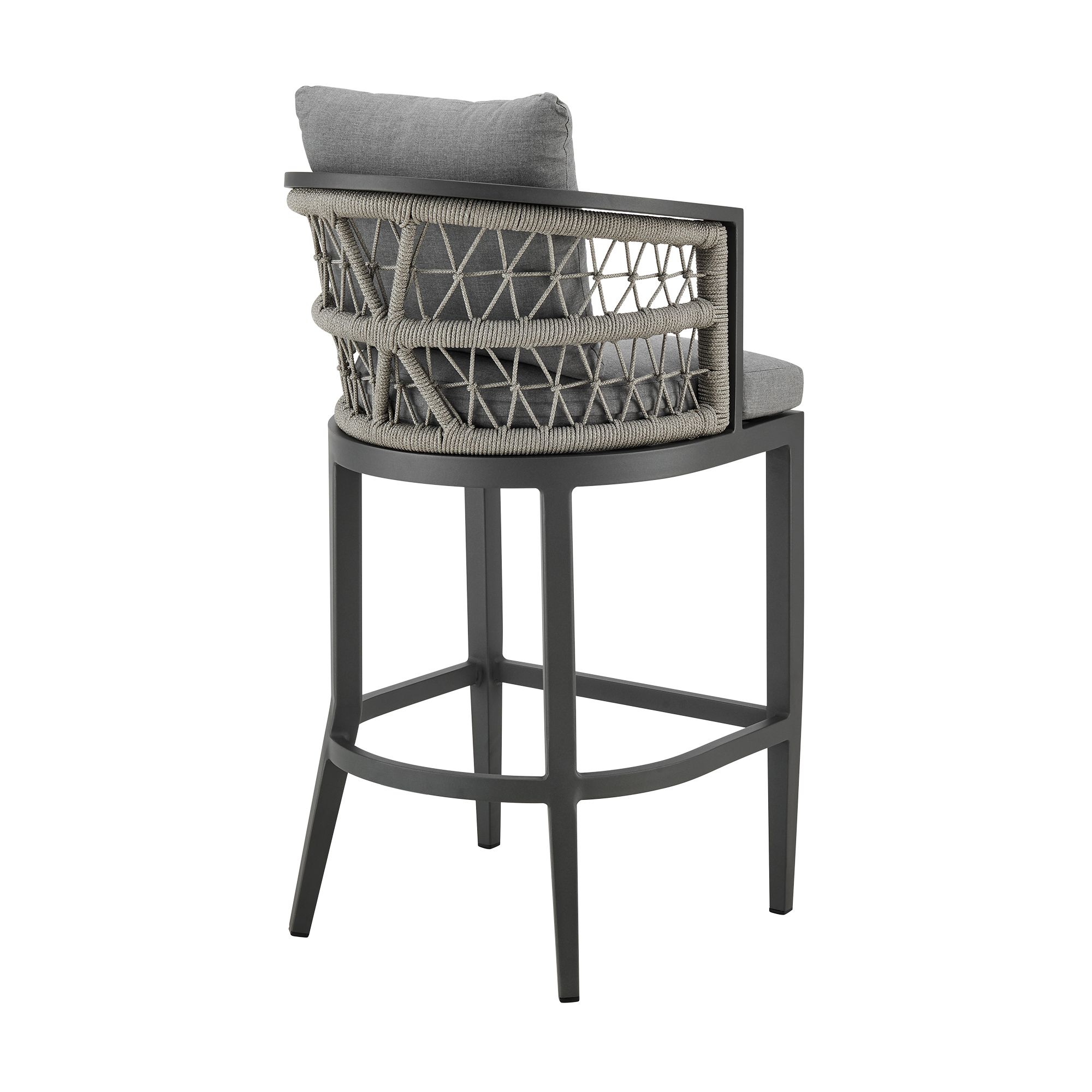 Image 4 Zella 30 in. Outdoor Barstool in Aluminum, Rope, and Earl Gray Cushions more views
