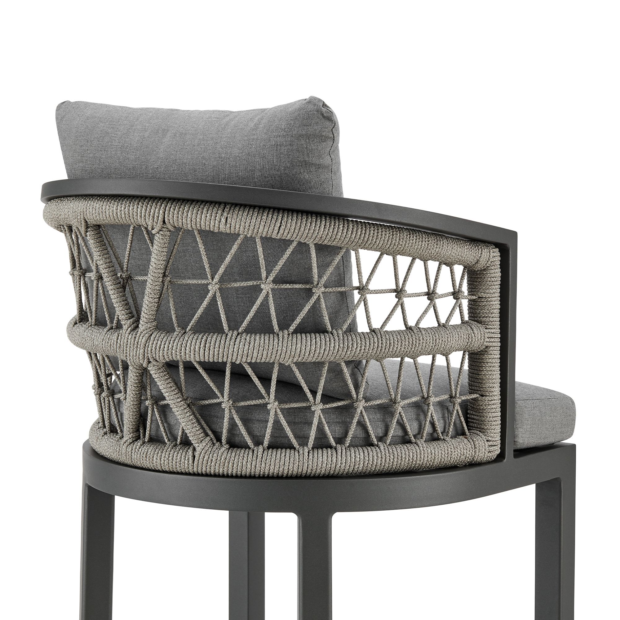 Image 6 Zella 30 in. Outdoor Barstool in Aluminum, Rope, and Earl Gray Cushions more views