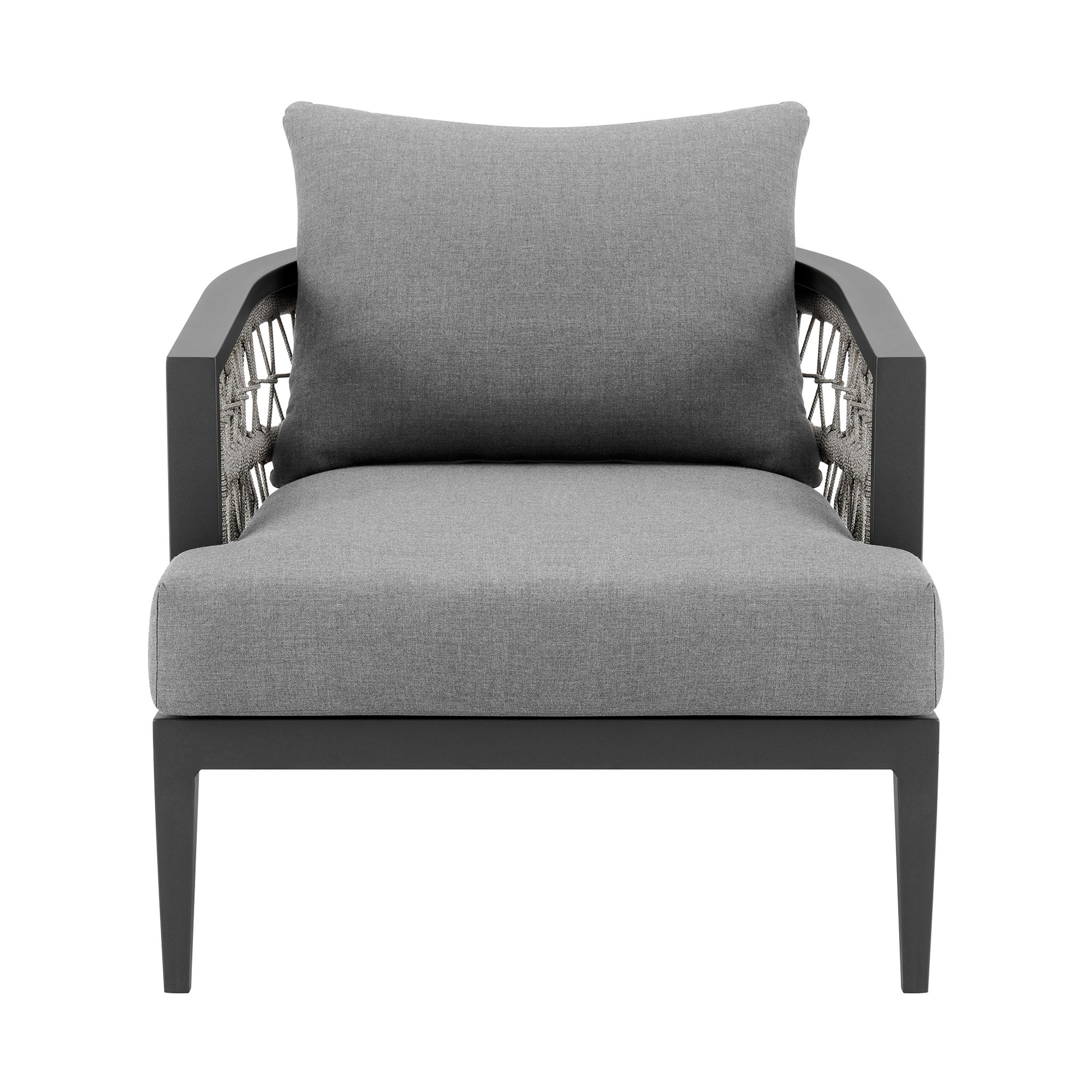 Image 3 Zella Outdoor Armchair in Aluminum, Light Gray Rope and Earl Gray Cushions more views