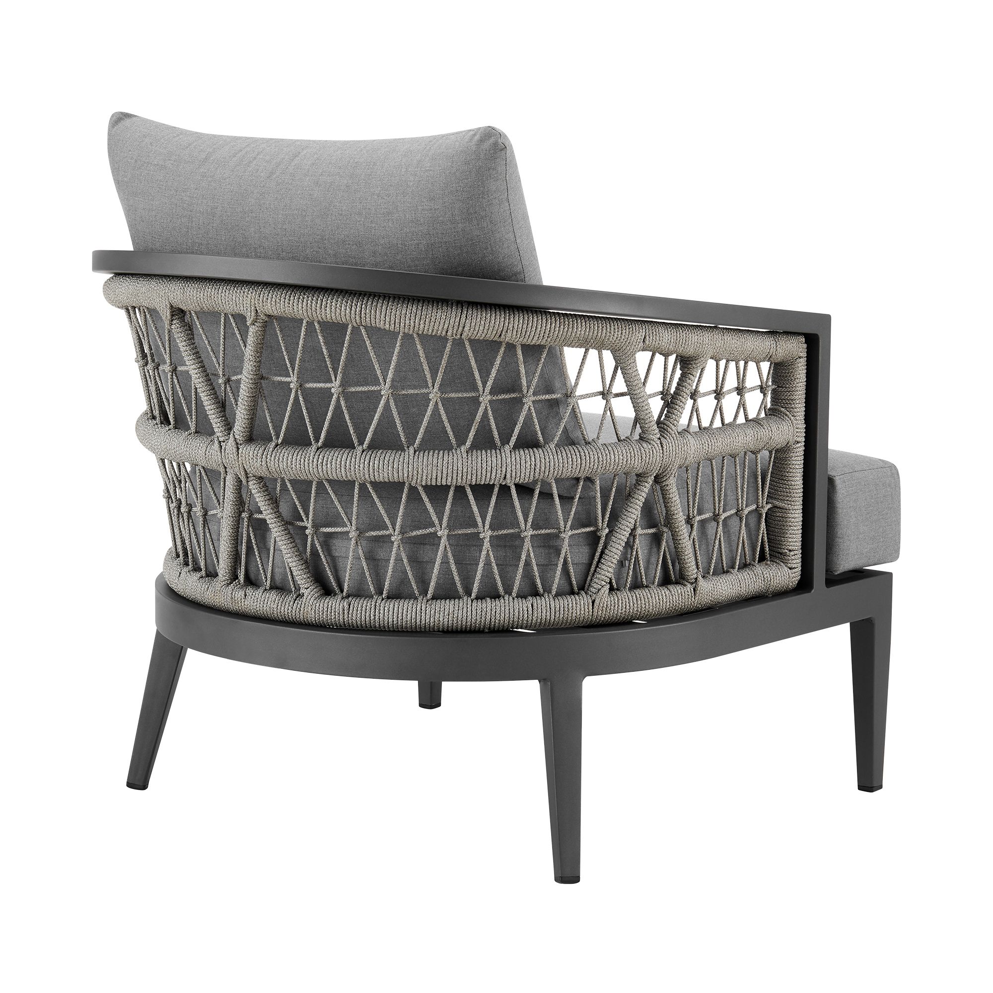 Image 4 Zella Outdoor Armchair in Aluminum, Light Gray Rope and Earl Gray Cushions more views