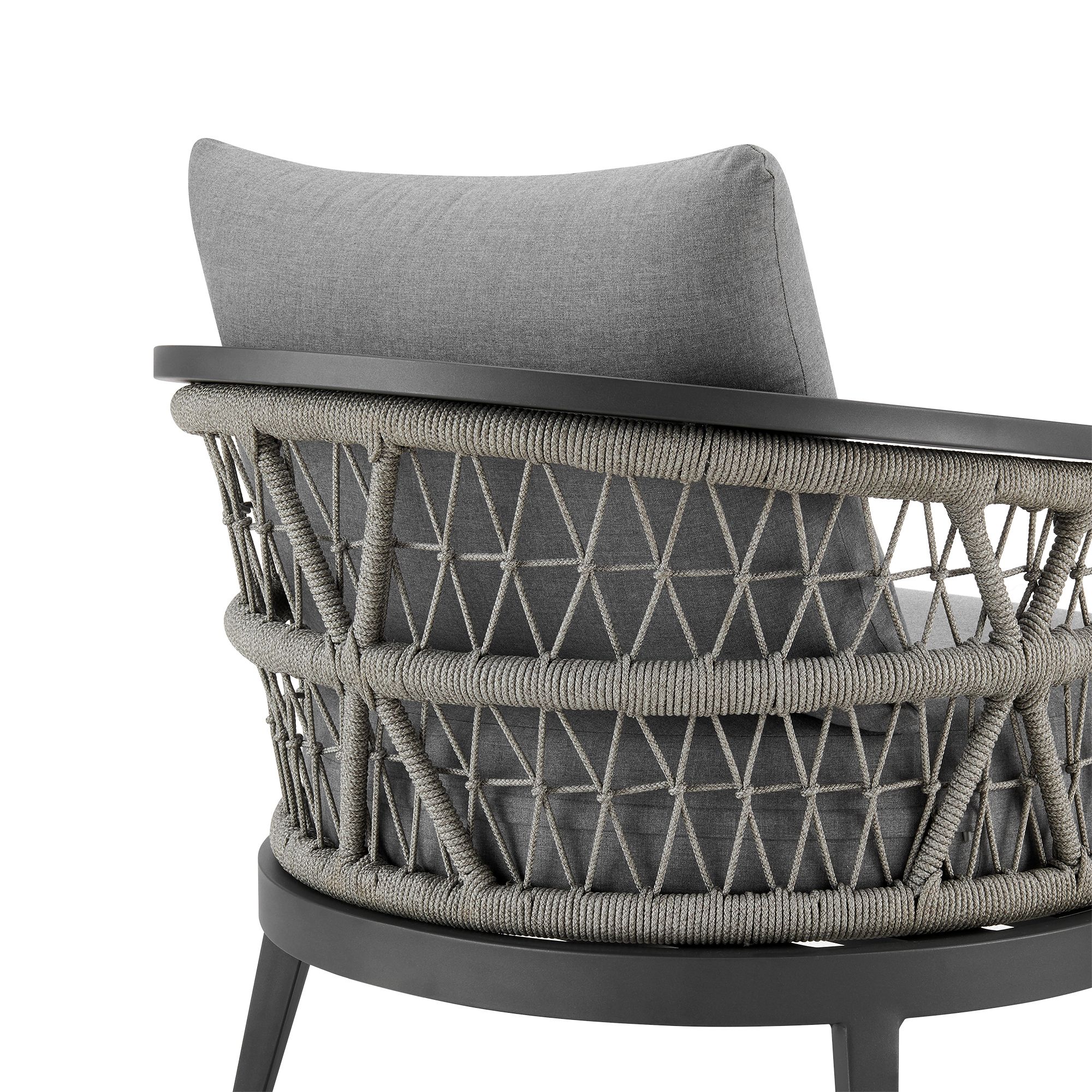 Image 6 Zella Outdoor Armchair in Aluminum, Light Gray Rope and Earl Gray Cushions more views