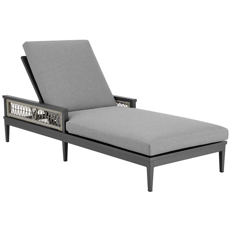 Image 1 Zella Outdoor Chaise Lounge Chair in Aluminum, Rope, and Earl Gray Cushions