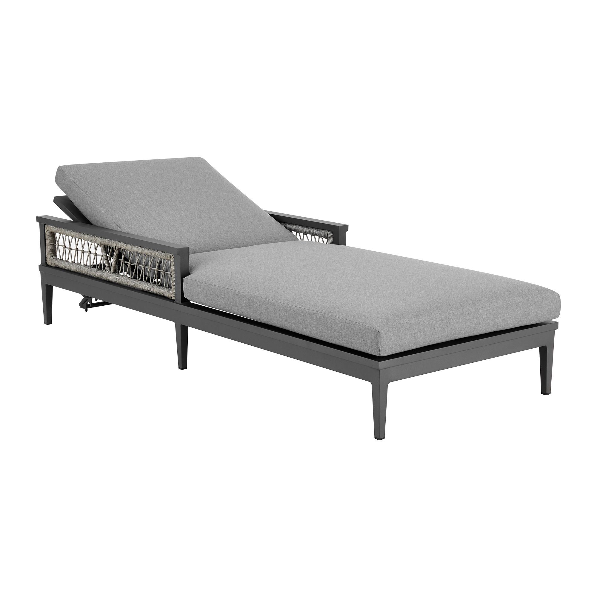 Image 4 Zella Outdoor Chaise Lounge Chair in Aluminum, Rope, and Earl Gray Cushions more views