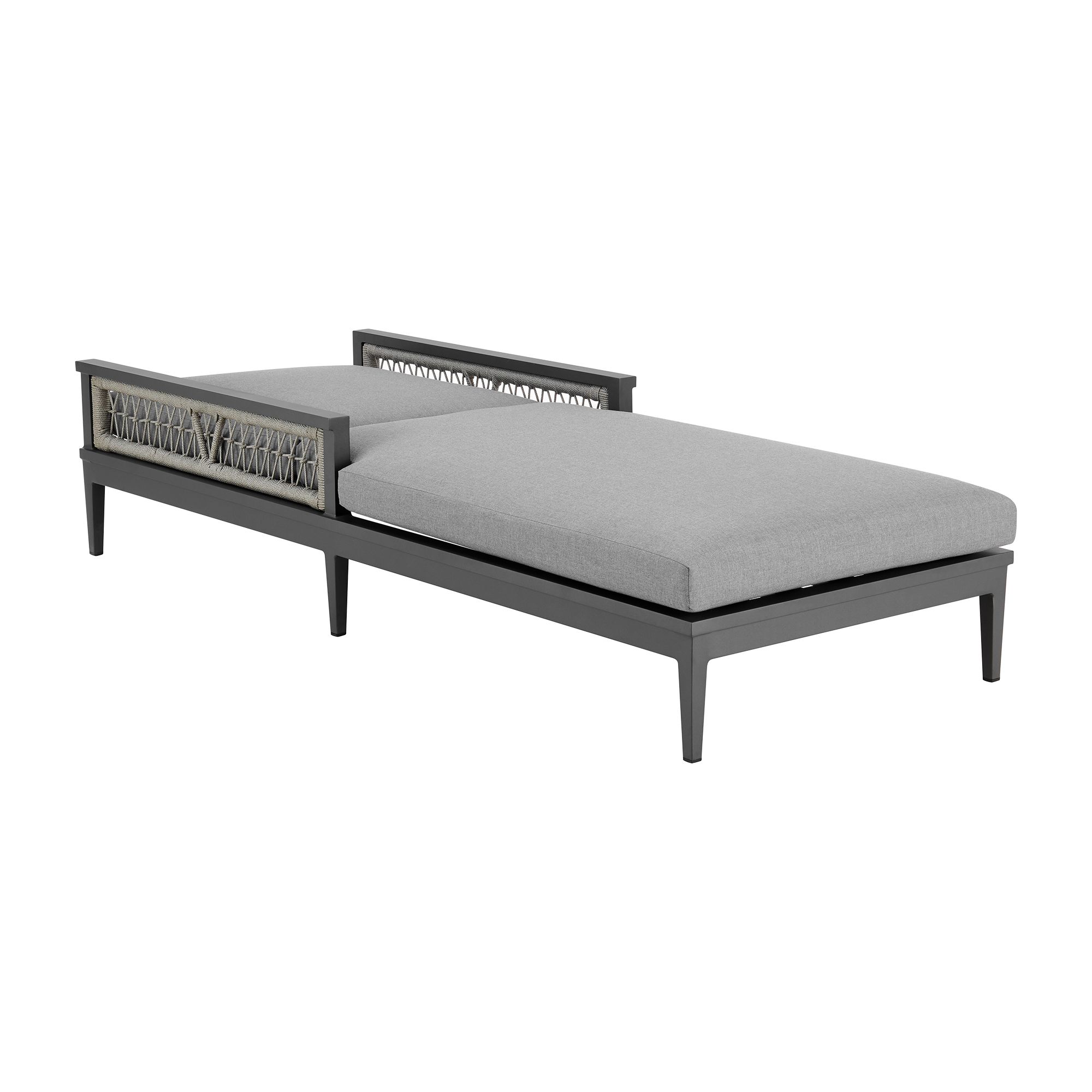 Image 5 Zella Outdoor Chaise Lounge Chair in Aluminum, Rope, and Earl Gray Cushions more views