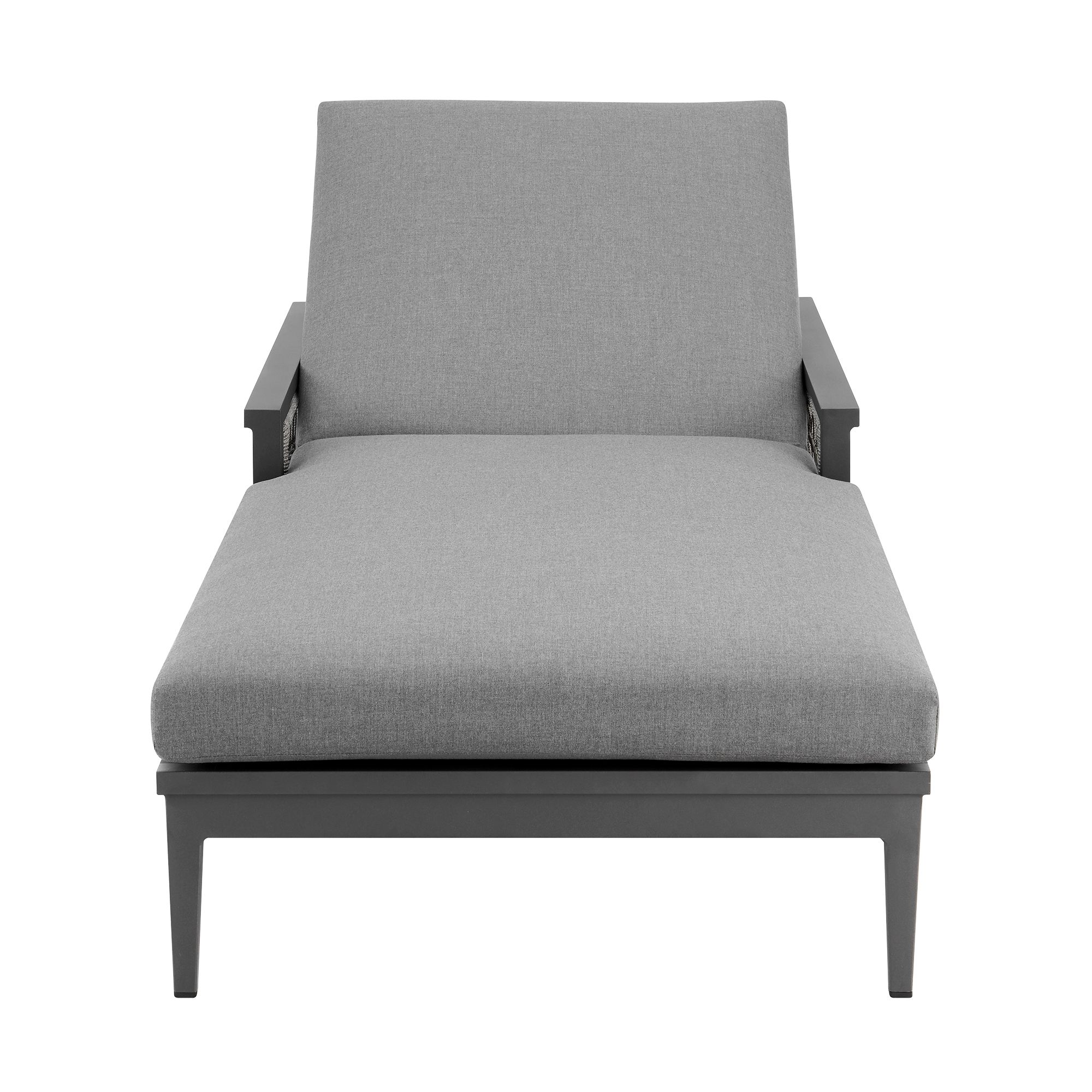 Image 7 Zella Outdoor Chaise Lounge Chair in Aluminum, Rope, and Earl Gray Cushions more views