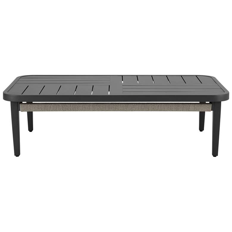 Image 1 Zella Outdoor Coffee Table in Aluminum, Charcoal Finish and Light Gray Rope