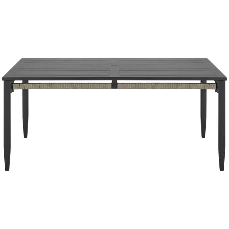 Image 1 Zella Outdoor Dining Table in Aluminum, Charcoal Finish, Light Gray Rope