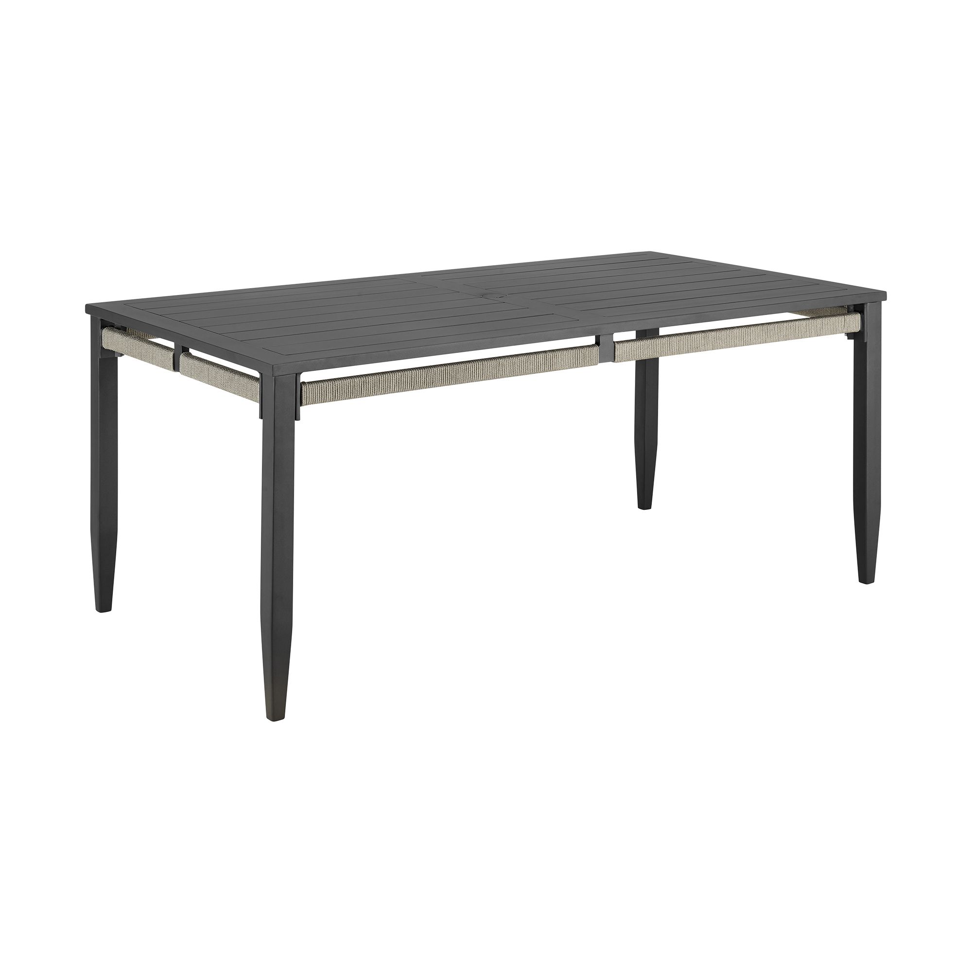 Image 3 Zella Outdoor Dining Table in Aluminum, Charcoal Finish, Light Gray Rope more views