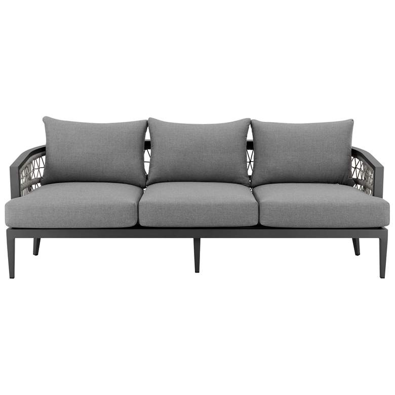 Image 1 Zella Outdoor Sofa in Aluminum with Light Gray Rope and Earl Gray Cushions